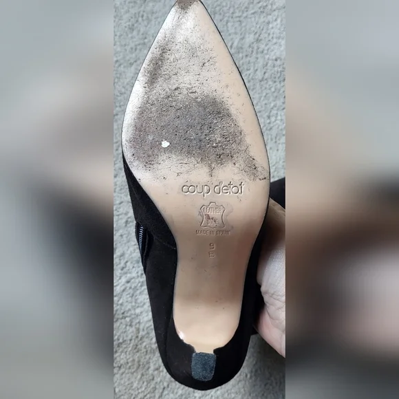 Coup D'Etat Chocolate Suede Tall Heeled Studded Zip Boots Size 9 B - Picture 7 of 11